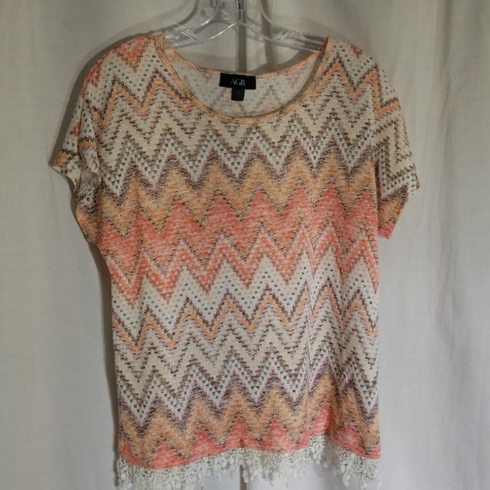 AGB Chevron light weight knit scoop neck sweater